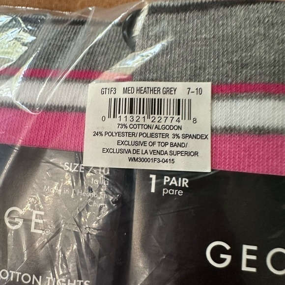 George Grey Pink White Striped Heavyweight Cotton Tights Girl’s Size 7-10 - Picture 4 of 5